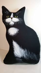 Black And White Tuxedo Cats For Sale Black And White Tuxedo Cat Pillow Hand By Marciamcauliffe Cat Pillow Hand Painted Pillows Black And White Tuxedo