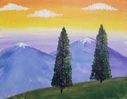 Landscape simple snow trees nature scenery sky grass forest winter tree high definition picture sunshine clouds blue blue sky green mountains spring season countryside snow capped mountains water country reflection commercial picture summer hd picture photography beautiful white clouds. Simple Mountain Sunset Painting Painting Inspired