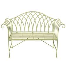 My Botanical Garden Wrought Iron Garden Bench Green