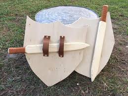 Ready To Ship Great Gift For That Knight In Training Or Warrior Princess Handcrafted Solid Wood Sword And Shield S Wood Sword Wooden Sword Diy Wood Shield