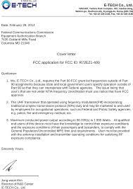 Whether you mean to or not, cover letters tell recruiters a lot about you, such as how comfortable you are discussing your accomplishments and your ability to follow instructions. Ez1 400 Uhf Transceiver Cover Letter Fcc Cover Letter E Tech