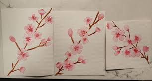 Practicing watercolor cherry blossoms for postcards and cards! : r/RAoC_meta
