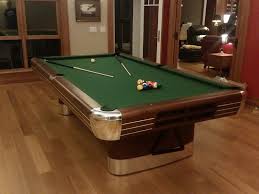 This Restoration Completed By 8 On The Break Toledo Ohio Table Is An Oversized 8 Pro Anniversary Model C I Brunswick Pool Tables Leg Bands White Enamel