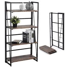 Check out our lowest priced option within bookcases, the 37 in. Coavas Folding Bookshelf Rack 4 Tiers Bookcase Home Shelf Storage Rack No Assembly Industrial Stand Sturdy Shelf Organizer 60x30x125cm Brown Black Buy Online In Qatar At Qatar Desertcart Com Productid 125568144