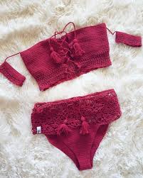 2020 Orgu Bikini Modelleri Fusya Straplez Bagcikli Yuksel Bel Kiyafet Kombinleri Bikini Modelleri Bikini Straplez Bikini