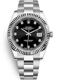 Ladies stainless steel diamond watch rolex 6917 datejust oyster black dial 1 ct. 126334 Rolex Datejust 41 Steel White Gold Diamond Black Watch