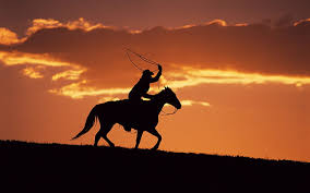 Your western background stock images are ready. Hd Wallpaper Western Cowboy At Sunset Man Riding In Horse Illustration Wallpaper Flare