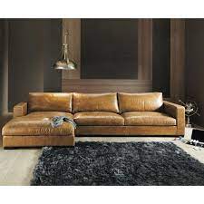 Vintage Brown Leather Sectional Corner Sofa Seats 3 4 Lincoln Leather Corner Sofa Brown Living Room Decor Relaxed Living Room Decor
