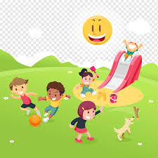 Two children, a boy and girl, having fun jumping on a bouncy castle with balloons and streamers. Children Playing On Playground Illustration Child Park Game Euclidean Children Play Illustration Game Child People Png Pngwing