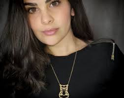 Collana ippopotamo, collana animale, collana geometrica con testa di  ippopotamo in oro