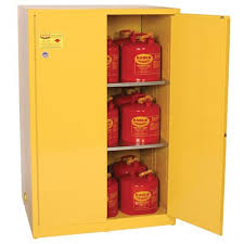 Our outdoor storage box has a storage capacity of 120 gallons and total dimensions of 56w x 26.6d x 23.4h. Fireproof Cabinets For Chemicals Flammable Liquid Fuel Storage
