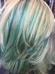 The Teal Semi Permanent And Blonde On Blonde Highlights Teal Hair Highlights Hair Highlights Teal Hair