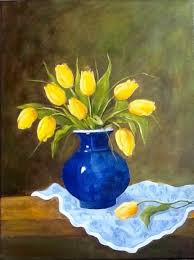 Easter Tulips In A Blue Pot Oil Paintings Ebay Floral Art Flower Art Ebay Flower Art Acrylic Painting Flowers Flower Painting