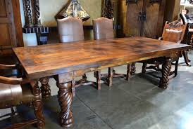 The main hall has custom wood trusses that bring the feel of the 16' tall ceilings down to earth. Mediterranean Dining Table Mesa Indonesia Demejico