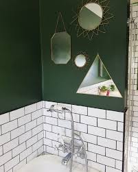Gold Mirror Feature On Forest Green Bathroom Wall Green Bathroom Decor Green Bathroom Bathroom Wall Colors