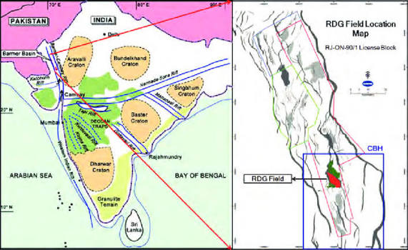 Location map of Raageshwari Deep Gas (RDG) Field in the RJ-ON-90/1... | Download Scientific Diagram