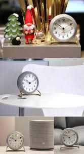 70年代の時を経て忠実に再現されたヤコブセンの原点 グレー aj テーブルクロック aj table clock アルネ ヤコブセン arne jacobsen ローゼンダール rosendahl ステーション station 限定 ライトグレー f110mm led灯 アラーム インテリア 家具 インテリア 置時計