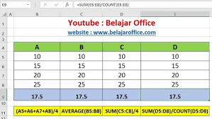 Cara Dan Rumus Mencari Rata Rata Pada Excel Belajar Office