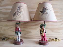 Vintage Western Cowboy Lamps 1950s Kids Bedroom Table Lighting With Celluloid Dolls Mid Century Childrens Room De Cowboy Lamp Kids Lamps Childrens Room Decor