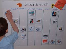 Weekly Schedule Using Laminated Pecs Pics You Can Find Many Free Online Velcro And Poster Board I Di Kids Schedule Schedule Board Visual Schedule Autism