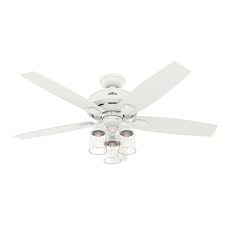 18 in bronze ceiling fan extension downrod for 11 ft. Hunter 50281 Matte White Bennett 52 5 Blade Led Ceiling Fan With Remote Control Included Lightingdirect Com