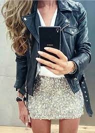 Leather Jacket Sequin Skirt Source Fashion Fashion Outfits Fiesta Outfit