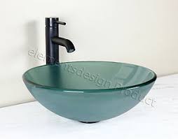 bathroom frosted green glass vessel
