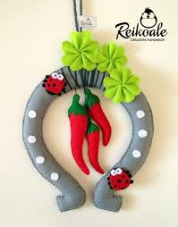 Fuoriporta Portafortuna Peperoncino Scaramanzia Quadrifoglio Coccinella Ferrodicavallo Artigianato Natalizio Natale Artigianato Fai Da Te Feltro