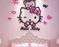 Hello Kitty 3d Wall Decal Room Decor Wall Sticker Acrylic Etsy Hello Kitty Rooms Hello Kitty House Hello Kitty Bathroom
