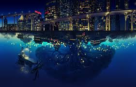 Fate/stay night anime illustration, minimalism, texture, black background. Building City Landscape Mugon Night Original Robot Anime Scenery Desktop Wallpaper Hd 1500x955 Wallpaper Teahub Io