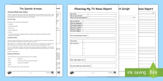 Ks2 The Spanish Armada Tv And Radio News Report Teacher Notes And Worksheet