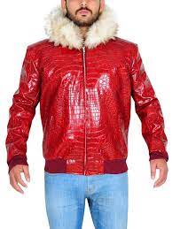 Men Croc Hood Leather Jacket Jackets Maker Leather Jacket Leather Jacket Style Fur Hoodie Jacket
