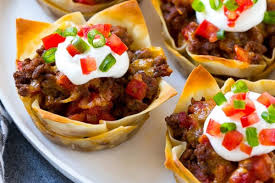Recette Tacos Au Boeuf Et Au Fromage Best Ground Beef Recipes Wonton Taco Cups Taco Cups