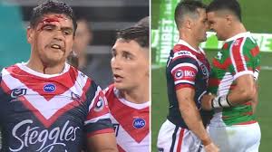Latrell thrived because cordner draws in 2 while tupou stays on his wing, opening up the gap between centre and wing for latrell to hit. Nrl South Sydney Rabbitohs Stun Roosters In Heated Clash At The Scg Latrell Mitchell Cooper Cronk Cody Walker