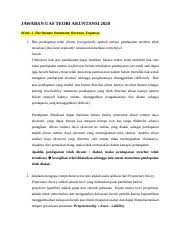 1252014 soal jawab teori akuntansi 3. Contoh Soal Uas Teori Akuntansi Docx Jawaban Uas Teori Akuntansi 2020 Soal 1 The Income Statement Revenue Expenses 1 Bila Pendapatan Telah Course Hero