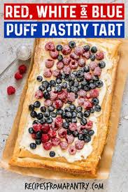 This Red White And Blue Puff Pastry Tart Is A Lovely Berries And Cream Cheese Patriotic Dessert 4th Of J Breakfast Tart Cream Cheese Puff Pastry Tart Recipes