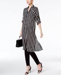 Alfani Prima Striped Tunic Shirt Only At Macy S 59 99 Styled In An Extra Long Length Alfani Prima S Tunic Is Haute With Leggings Fashion Tunic Shirt Clothes