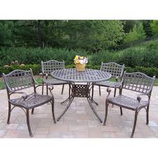 Oakland Living Elite 5 Piece Patio Dining Set 1102 1109 5 Ab The Home Depot Oakland Living Metal Outdoor Furniture Outdoor Furniture