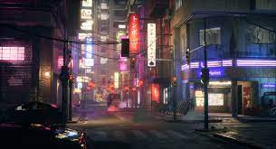 A Small Futuristic City Scene Where I Wanted Mostly To Create A Mood Inspired By The Photography Of Masashi Wakui The Futuristic City City Lights City Scene