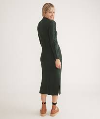 Marine Layer Women's Olina Long Sleeve Donegal Sweater Dress - Green - Casual Dresses