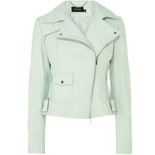 Karen Millen Pastel Leather Biker Jacket Green Leather Jackets Karen Millen Clothes