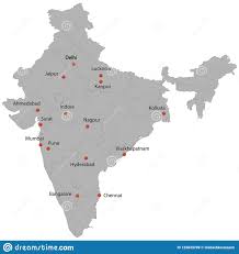 Indien ist der größte staat auf dem indischen subkontinent und das herkunftsland des yogas. Ausfuhrliche Karte Des Indiens Vektor Abbildung Illustration Von Delhi Kontinent 125843709