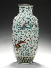 A Doucai Chilong Ovoid Vase 50 Cm Qing Dynasty Kangxi Period Vase Interesting Art Chinese Art
