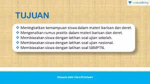 Maybe you would like to learn more about one of these? Ujian Tulis Berbasis Komputer Overview Soal Dan Pembahasan Barisan Dan Deret Matematika Sma Un Sbmptn Offered By Unacademy