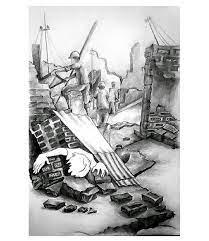 Earthquake drawing, landslide, disaster, mudflow, avalanche, emergency evacuation, house, natural disaster transparent background png clipart. Disaster Earthquake Art Illustration Drawing Draw Picture Photography Artist Sketch Sketchbook Paper Pen Pencil Arts Drawings Pencil Drawings Art