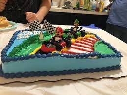 There are many fun super mario birthday cakes for this party theme. Super Mario Kart Kit Sheet Cake Walmart Com Walmart Com