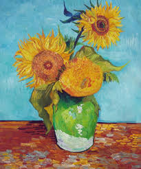 Oil on canvas, 95 cm x 73 cm. Three Sunflowers In A Vase Reproduction Van Gogh Studio
