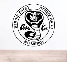 Search results for cobra kai logo vectors. Cobra Kai Logo Strike First Strike Hard No Mercy Wall Decal Etsy