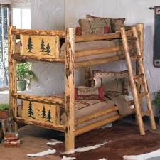 Low bunk beds twin over twin size, wood bunk beds with roof and guard rail for kids, no box spring needed (rustic grey bunk beds). Rustic Beds Twin Over Twin Rocky Mountain Log Bunk Bed Over Twin Black Forest Decor