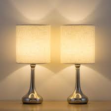 Metal Modern Bedside Lamp With Fabric Shade Set Of 2 Silver Walmart Com In 2020 Bedside Table Lamps Bedside Lamp Modern Small Nightstand Lamps